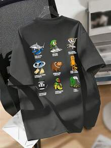 Camiseta con estampado de dibujos animados de " de putrefacción cerebral italiana" para niño preadolescente, adecuada para uso diario, ropa urbana, estilo de campus, top casual de verano de moda para niños - Gris Oscuro - Ver 6