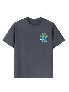Camiseta de cuello redondo de manga corta con estampado gráfico informal para niño preadolescente, parte superior de verano - Gris Oscuro - Ver 8