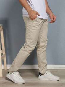 Calça Masculina De Sarja Alfaiataria Slim com Elastano - Esporte Fino - Damasco - Visão 3