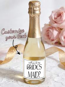 10pcs Customized Mini Champagne Bottle Labels, Printed Bridesmaid Proposal Champagne Label, Customize Photo And Text, Will You Be My Bridesmaid Maid Of Honor Gift Bridesmaid Proposal - Multicolor - View 8