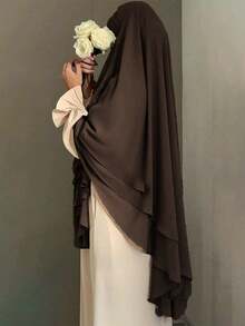 1pc Women's Elegant Solid Color Three-Layer Hooded Robe, Chador, Khimar, Jilbab, Breathable Sun Protection Headscarf, Suitable For Casual Outdoor Wear In All Seasons - Multicolor - View 30