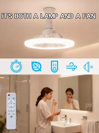 30W Kısılabilir LED Tavan Vantilatörü, 3 Rüzgar Hızı, Zamanlayıcı, Uzaktan Kumandalı Duvara Monte Gömme Vantilatör, Modern Yatak Odası Vantilatörü, Renk Sıcaklığı 3000K-6500K Ayarlanabilir, Sessiz, Dayanıklı