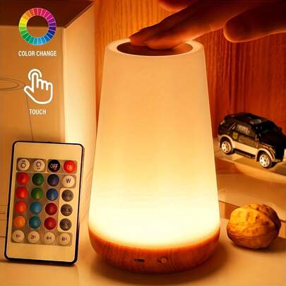LiHangStar 13-Color Changing Touch Bedside Lamp, Dimmable Night Light With Timer, USB Rechargeable, Suitable For Bedroom, Living Room, Party, Desk, Christmas Gift Mood Lighting
