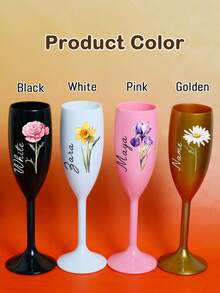 LICVIC Custom Name Champagne Flutes, Personalized Toast Glass-With Birth Flower, Anniversary, Birthday Celebration, Elegant Party Drinkware With Customized Text, Stylish Customizable Champagne Cup For Family Gatherings, Wedding, Engagement, Bridal Shower - Style B - View 4
