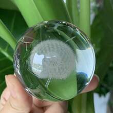Handmade Dandelion Crystal Ball - K9 Glass, Feng Shui Decor Ball With Metal Stand, Suitable For Home And Office - A - View 6