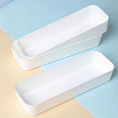 This 2-In-1 Storage Box Is Suitable For Drawers And Desktops, A White Vanity Makeup Organizer Box With A Shatterproof Multi-Compartment Design. It Is A Refined Universal Storage Box To Hold All Your Jewelry And Small Items.