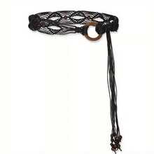 Women Woven Tassel Belt Braided Waistband Tie Strap Boho Girls Wide Waist Rope Chain Waist Belts Dress Waistband Accessories - 咖啡 - 查看 2