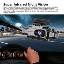 2026 New 4 Lens Dash Cam, Front 1080P FHD & Three 720P Cameras, 360° Rotatable Lens, WiFi To Phone, Loop/Reversing Recording, 24H Parking Monitor With G-Sensor - Four -way display - View 7