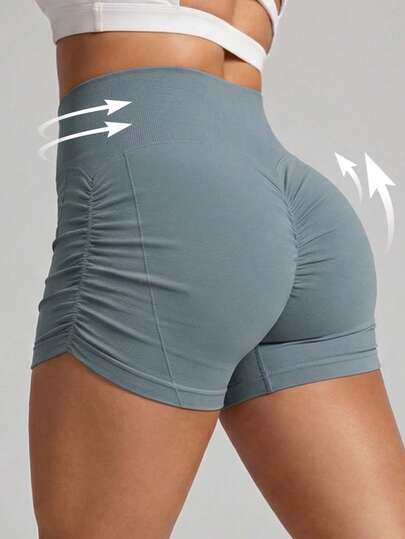 1 chiếc quần short yoga cạp cao cỡ lớn dành cho nữ, quần short thoải mái, thoáng khí, không đường may, thấm hút mồ hôi, quần short thể thao đạp xe.