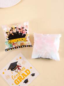 50/100入畢業自黏式禮品袋「Congratulations Graduation」畢業帽圖案 OPP 自封禮品包裝袋，派對小禮品與紀念品，2026畢業派對裝飾 - 彩色 - 查看 10