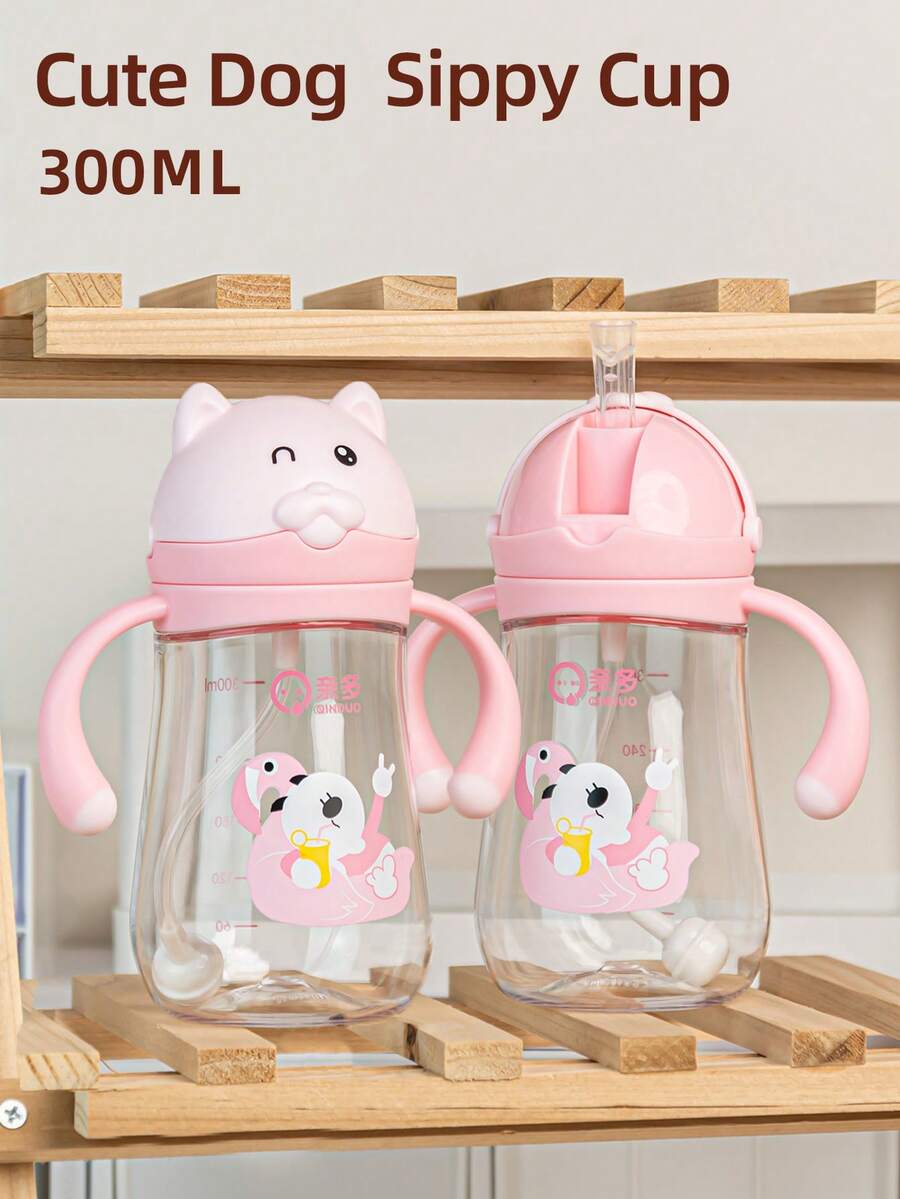 1 chiếc cốc uống nước có ống hút hình hoạt hình 300ml cho trẻ em, cốc tập uống chống sặc cho trẻ sơ sinh, chất liệu Tritan, chống rò rỉ và chống rơi vỡ, có tay cầm và vạch chia độ, phù hợp cho trẻ từ 6 tháng tuổi trở lên, sử dụng tại nhà, ngoài trời, trường mẫu giáo, cốc dễ thương, quà tặng ngày lễ - Ông Wang Hồng - Xem 1