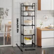 1pc Easy-To-Assemble Multi-Tier Storage Rack - Versatile Organizer For Kitchen Appliances, Bathroom Essentials & Dorm Bookshelf With Built-In Microwave Stand, No Metal Frame, Kitchen Storage Rack - Multicolor - View 13