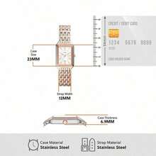 Fossil 女士石英表，带日期显示，矩形表盘，时尚优雅，不锈钢表带，商务腕表 ES5222 - 香檳色 - 查看 6