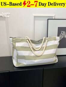 Bolso de playa impermeable para mujer con cremallera, diseño impermeable y a prueba de arena, patrón de rayas aleatorio, gran capacidad para piscina, escuela, viaje, trabajo, vacaciones, compras. Diseño simple y elegante, la opción de regalo perfecta. - Multicolor - Ver 13