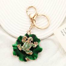 New Arrival High-Quality Lotus Leaf Frog Keychain, Unique Oil Drop Car Key Chain, Bag Pendant, Exquisite Small Gift, Beach Bohemian Iron Ornament, Suitable For Winter - Lotus Leaf Frog - View 4