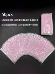 50pcs Disposable Face Masks, 3-Layer Design, Specially Made For Women - Multicolor - View 6