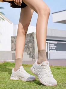 CAMEL CROWN 女士户外徒步鞋，透气、减震、防滑，适合徒步、远足、休闲运动和跑步 - 象牙白/玫瑰粉 - 查看 6