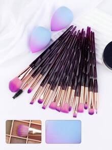 15pcs Make Up Brushes Crystal Handle Highlighter Makeup Foundation Makeup With 2 Makeup Sponge - Multicolor - View 3