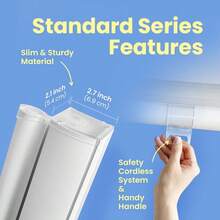 Standard Cordless Custom Zebra Roller Shades And Blinds Basic, White, W 24 X H 48 Inch Dual Layer Sheer For Day And Night Light Control Privacy, 20 To 105 In Height - 24Wx48H01whitecustom - View 7