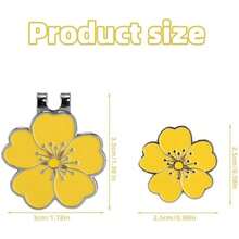 2pcs Magnetic Golf Ball Marker With Hat Clip, Flower Shape Magnetic Golf Hat Clip Ball Marker Set Sport Decoration Accessories For Men Women Golfer (Yellow) - / - View 2