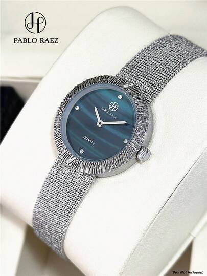Pablo Raez 1pc Lady Jewelry Fashion Wristwatch Fashion Green Women Dress Watch Female AAA High Quality Popular Brand New Luxury Silver Non Tarnish Color Party Girl Vintage Quartz Watch Stainless Steel Heavy Bracelets Chain 50M Water Resistant Simple Girl Casual Clock Elegant Diamond Watch For Ladies Top Level Preppy Lovely Cute Wristwatch