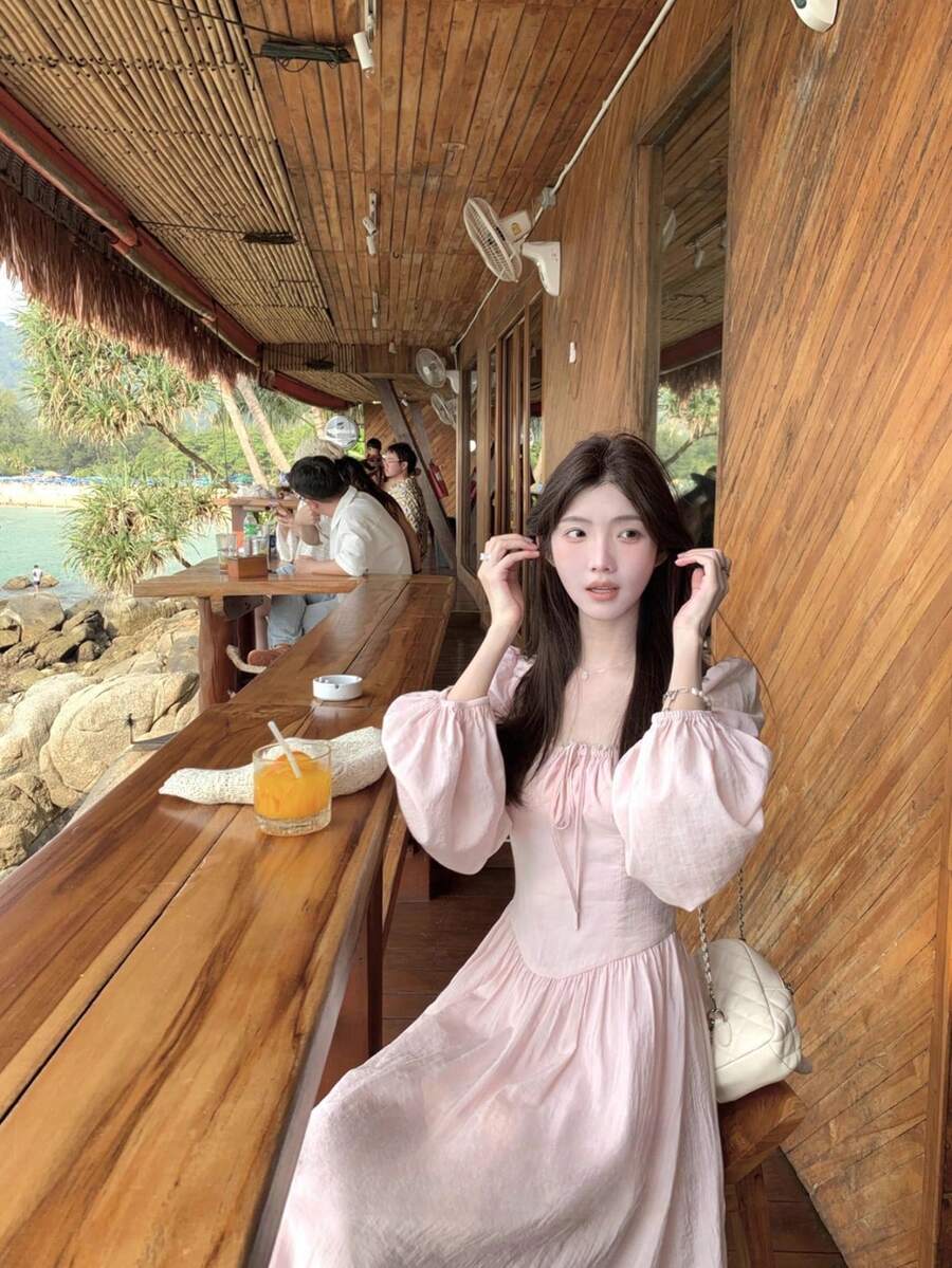 Women Long Dresses - Pink - View 1