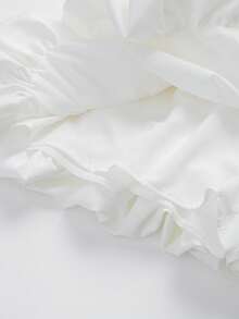 女士时尚泡泡花苞灯笼迷你裙 - 白色 - 查看 5