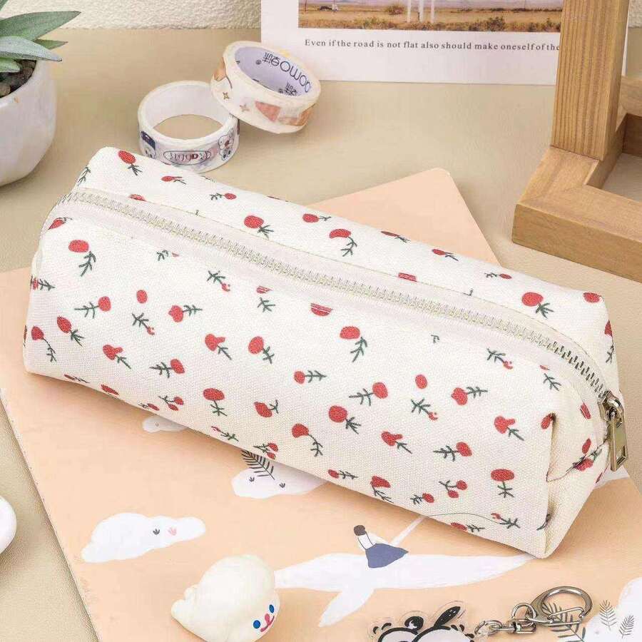 Rustic Floral Cosmetic Bag Organizer, Zipper Pen Pouch & Coin Purse - Multi-Use Travel Toiletry Bag - Multicolor - View 1