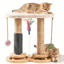 Kletter-Parcours für Katzen: Mehrstufiges Spielcenter mit Kugelbahn, Bällen und Kratzbäumen – Das unterhaltsame Fitness-Training für neugierige Samtpfoten. - Beige - Übersicht 6