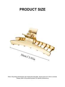 Yves Saint Laurent Large Gold Metal Hair Claw Clip 10cm/3.93in Strong Hold Hair Clamp For Thick Hair - Gold - View 6