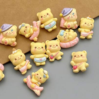 5/12pcs Cute Cartoon Glossy Yellow Butter Bear Resin Buttons, Bear Shaped Handmade Sewing Buttons Suitable For Jackets, Sweaters, Knitwear, Children's Wear, Cardigans, Versatile Decoration, Handicrafts, Art Supplies, Sewing Accessories