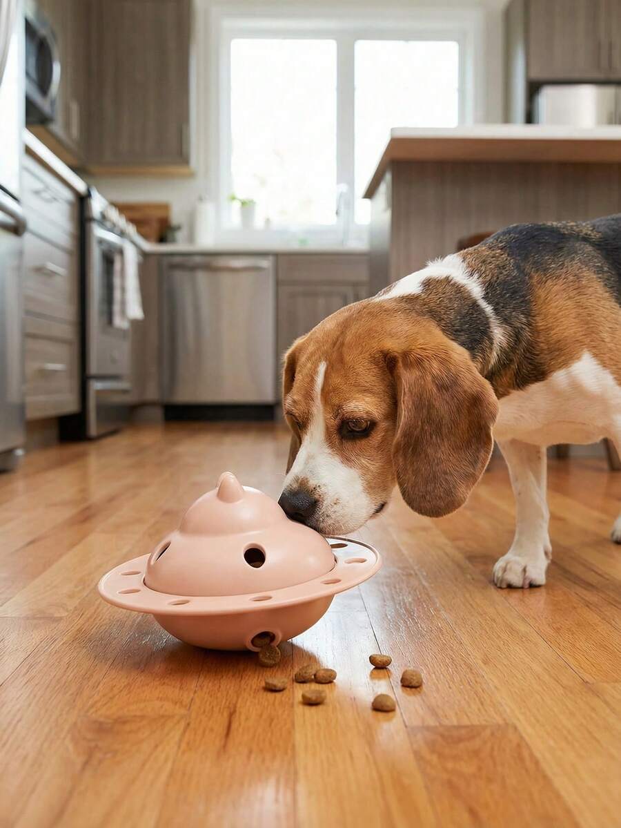 Đồ chơi thú cưng hình đĩa bay, thức ăn tương tác và giải đố, phù hợp cho mèo cỡ vừa/nhỏ, làm từ chất liệu nhựa mới, vui nhộn và thích hợp cho chó gặm và chơi. - Nhiều màu - Xem 1