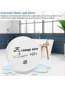 Water Leak Alarm Detector - 90dB Loud Auto Leak Alert With 3 Sensors, Battery-Powered, ABS White, Compact For Home/Kitchen/Basement - White - View 5