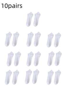 6 pares de calcetines casuales blancos de tobillo (poliéster) - Blanco - Ver 6