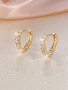 1 Pair Elegant Teardrop Earrings With Full Rhinestones, Versatile Daily Wear Earrings - Earrings - View 1