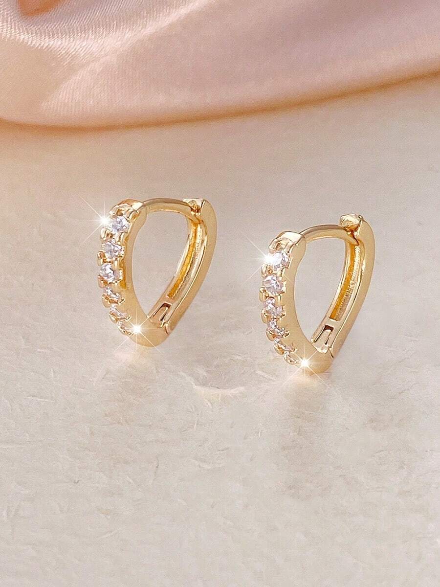 1 Pair Elegant Teardrop Earrings With Full Rhinestones, Versatile Daily Wear Earrings - Earrings - View 1