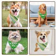 2PCS St. Patrick's Day Dog Bandanas, Dog Bandana Boy Girl,Funny St. Patrick's Day Dog Scarf, Fashion Design Apply To Medium Sized Dog St. Patrick's Day Outfit,Perfect Holiday Pet Gift - green-Small - 查看 6