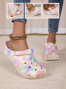 可调节宽楦平底凉鞋，适合休闲、旅行、海滩穿着，包头设计 - 彩色 - 查看 1