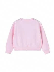 Annil [New Year's Greeting Outfit] Girls' Round Neck Pullover Heart-Shaped Sweatshirt, New Spring Style, Sweet Embroidered, Warm - Yanman Pink - View 2