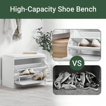 SoBuy FSR16-W, Hallway Shoe Bench Shoe Rack Shoe Cabinet With Flip-Drawer And Removable Seat Cushion, White, Depth: 30cm - White - View 5