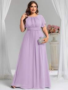 EVERPRETTY Elegant Chiffon Long Bridesmaid Dress, Mother Of The Bride Party - Mauve Purple - View 4