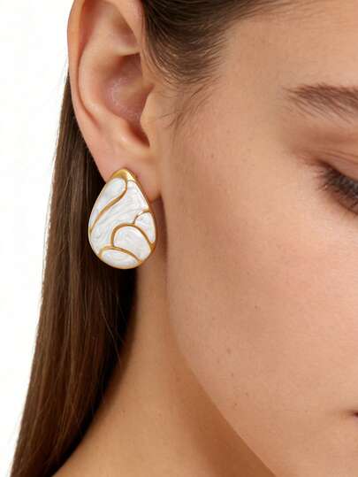 VceTd 1 par de pendientes de acero inoxidable con diseño de rayas y decoración de gota de agua, de estilo minimalista y moda, adecuados para uso diario, fiestas, tardes de té, cenas o como regalo para amigos