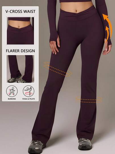 Never me Women's Solid Color Casual Versatile Daily Yoga Sports Pants
