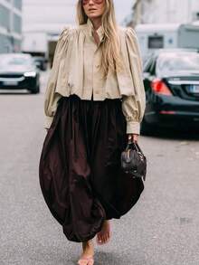 Áo khoác nữ dài tay cổ ve áo màu kaki, chất liệu vải chéo, kiểu dáng thanh lịch, thích hợp cho kỳ nghỉ, đi làm hoặc công sở, phù hợp cho đầu thu xuân. - Màu Khaki - Xem 4