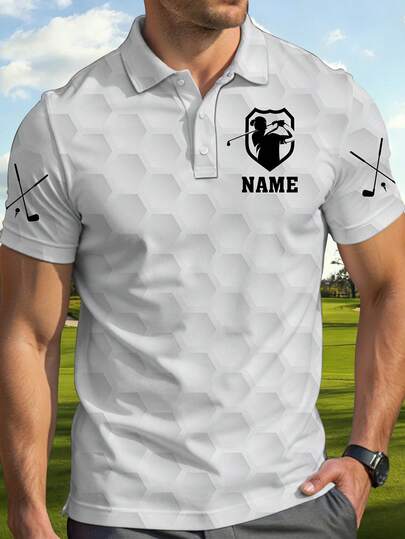 Customized Men's Short Sleeve Polo Shirt, Golf Sports Polo Shirt, Customizable Photo, Casual Golf Polo Shirt For Summer, Button Casual Short Sleeve Polo Shirt, Suitable For Summer Wear, Fashionable Style, Simple And Versatile, Simple And Fashionable, Casual Customization, Unique Personalized, An Ideal Gift For Family, Boyfriend, Friends, And Children.