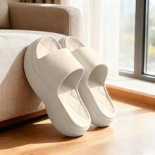 Zapatillas de casa mujer zapatillas de casa, Sandalias de plataforma,zapatillas de estar por casa mujer,fáciles de poner y quitar, material EVA, suave y cómodo, transpirable y resistente al desgaste, adecuadas para caminar a diario, ir de compras, vacaciones en la playa, piscina, uso en baños interiores. - Beis - Ver 5