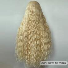 ZigZag Hair 30 Inch Loose Wave Platinum Blonde #613 Synthetic Lace Front Wig, Long Curly Synthetic Wig, Pre-Trimmed Heat Resistant Hair Wig - Multicolor - View 9