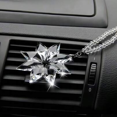 1pc Crystal Snowflake Car Pendant, Octagonal Hanging Ornament, Christmas Holiday Decor Birthday Gift, Brilliant Design, Transparent And Sparkling With Dreamy Atmosphere When Reflecting Light