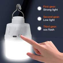LiHangStar 1/2/4/8 Stücke USB aufladbare Campinglampen, tragbare Handlampe, hängende LED Zeltbeleuchtung, hochhelle Laterne, 3 Beleuchtungsmodi, mit Haken, für Notfälle, Camping, Angeln, Garten, Stand - Weiß - Übersicht 5