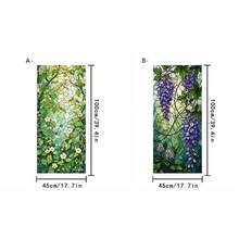 1/2片彩色玻璃窗膜，紫色紫藤和绿色植物静电吸附式隐私保护贴纸，无需胶水，适用于浴室卧室复古家居装饰，春季艺术贴纸 - 彩色 - 查看 12